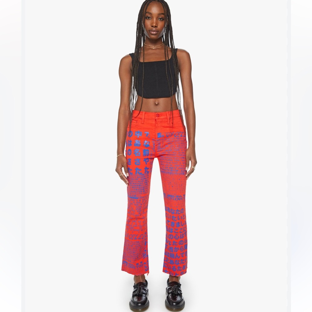MOTHER The Tripper Ankle Fray Jeans Red Size 28 (Lost In Translation)